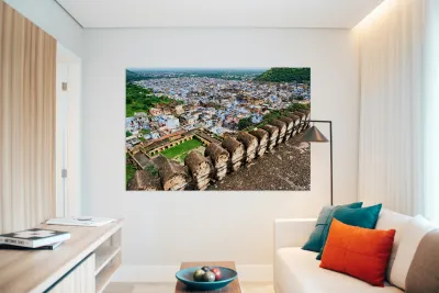 View from Taragarh Fort in Bundi Rajasthan showcasing city layo Reproduction