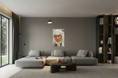 Man with white beard and turban in Orchha Madhya Pradesh India Reproduction