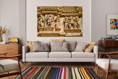 Sculptures of love at Khajuraho temples in Madhya Pradesh India Reproduction