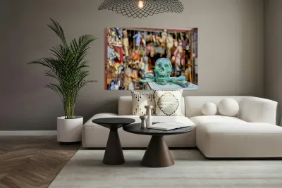 Junk dealer displays various items in Naples Campania Italy Reproduction