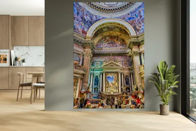 Visitors explore Naples Cathedral in Campania Italy Reproduction