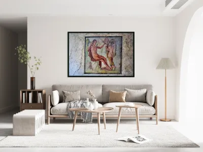 Pompeii mural showing figures in ancient Roman setting Reproduction