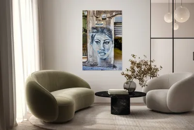 Graffiti of sofia loren in naples spanish quarters Reproduction