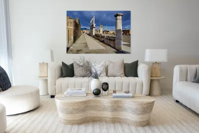 Exploring Pompeii ruins in Campania Italy on a cloudy day Reproduction