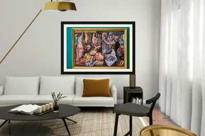 Depiction of a butcher at work in Museo di Capodimonte in Naples Reproduction