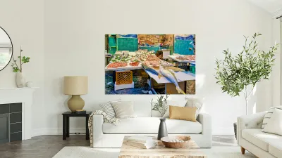 Fishmongers market in Pignasecca quarter of Naples Campania Ita Reproduction