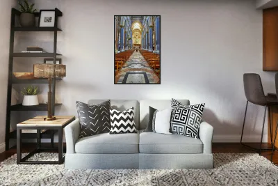 Interior of San Domenico Maggiore church in Naples at midday Reproduction