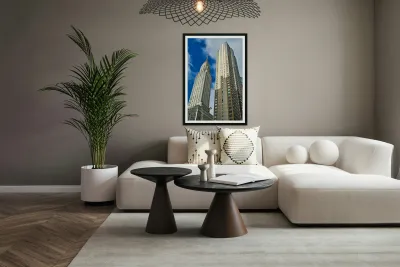 Chrysler Building stands tall among modern structures in Manhatt Reproduction