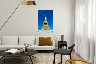 Statue of Liberty stands proudly on Liberty Island in Manhattan Reproduction