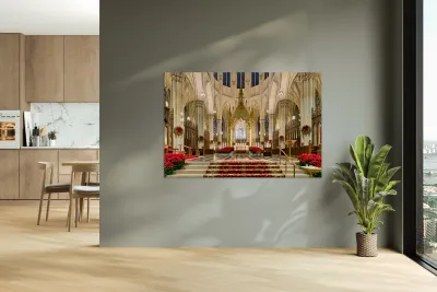 St. Patricks Cathedral interior in Manhattan during holiday sea Reproduction