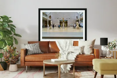 Visitors explore Engelhard Court at the Met in Manhattan Reproduction