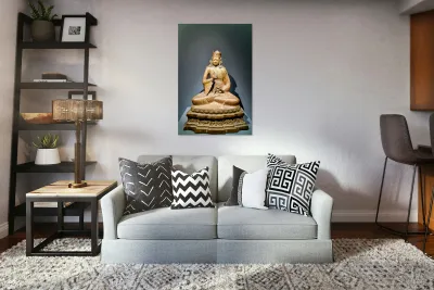 Sculpture of seated figure in Asian Art Gallery at Metropolitan  Reproduction