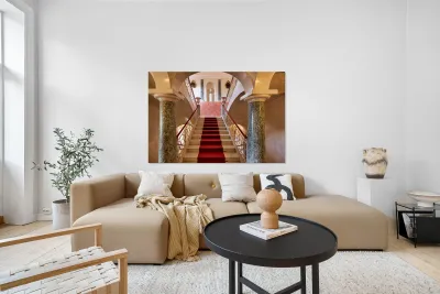 Stairs inside Palazzo Nicolaci in Noto Sicily during daytime Reproduction