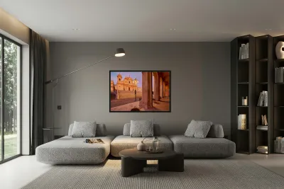 Noto Cathedral in Sicily glows at dusk with streetlights Reproduction