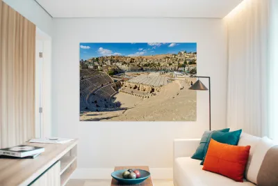 Visit the Roman Theater in Amman Jordan with a view of the city Reproduction