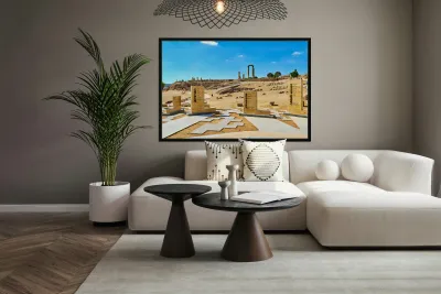 Exploring the Citadel in Amman Jordan during bright daylight Reproduction