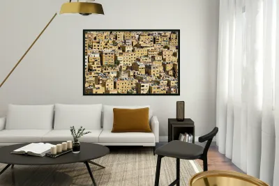 Cityscape of Amman Jordan with many yellow buildings Reproduction