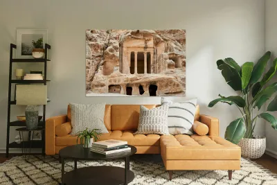 Little Petra site in Jordan shows ancient rock cut architecture Reproduction