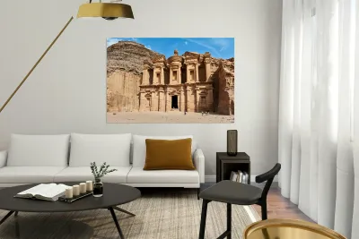 Visit to Ad Deir at Petra archaeological site in Jordan Reproduction