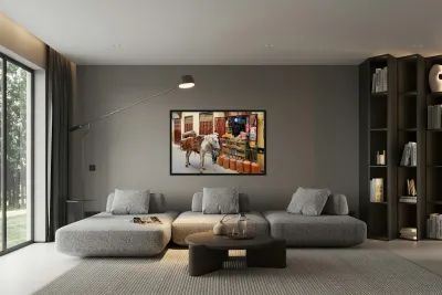 Donkey carrying gas cylinders through Fez Medina streets Reproduction