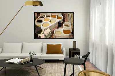 Tannery work at Sidi Moussa in Fez Morocco Reproduction