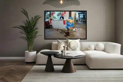 Stray cats gather near meat shop in Fez souk during daytime Reproduction