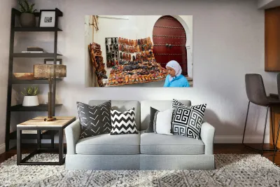 Moroccan slippers for sale in the Medina of Fez Reproduction