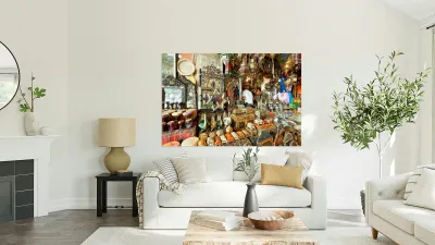 Exploring a souvenir shop in the old town of Marrakesh Morocco Reproduction