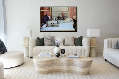 Tailor working in souk of Meknes Morocco Reproduction