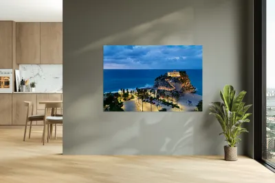 Santa Maria dellIsola Monastery in Tropea Calabria during dusk Reproduction