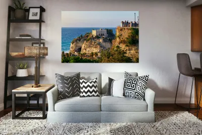 Tourists view Santa Maria dellIsola Monastery in Tropea Calabri Reproduction