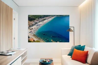 Leisure time at Marina Grande beach in Scilla Calabria Italy Reproduction