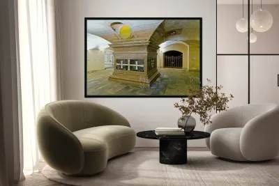 Exploring the crypt of Basilica of San Lorenzo in Florence Italy Reproduction