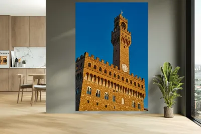 Palazzo Vecchio stands in Piazza Signoria Florence Tuscany It Reproduction