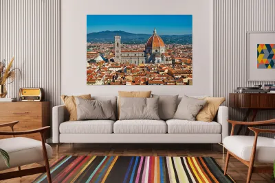 View of Florence with the Duomo and cityscape on a sunny day Reproduction