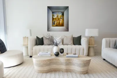 Baptism of Christ by Leonardo da Vinci at Uffizi Gallery Florenc Reproduction