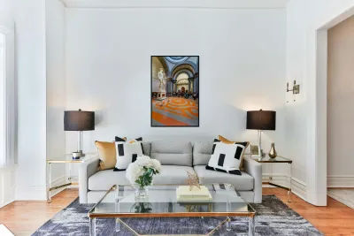 View inside Gallery of the Academy with Michelangelo David in Fl Reproduction