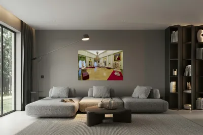 Visitors explore Palatine Gallery in Palazzo Pitti in Florence Reproduction