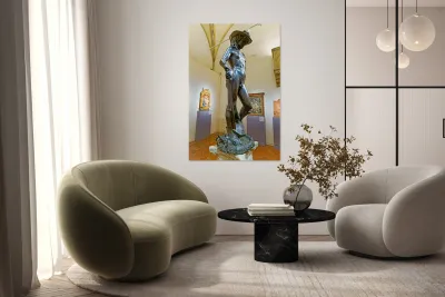 Bronze David stands in Museo Nazionale del Bargello in Florence Reproduction