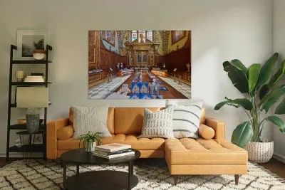 Visitors explore the interior of Santa Maria Novella in Tuscany Reproduction