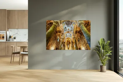 Interior view of Cappella di San Cataldo showing its unique desi Reproduction