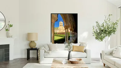 Monreale Cathedral in Palermo Sicily shows historical architectu Reproduction