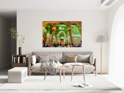 Exploring the Umayyad Mosque in Damascus during evening hours Reproduction