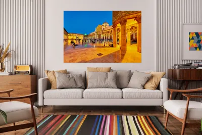 Visitors enjoy evening time at Umayyad Mosque in Damascus Syria Reproduction