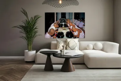 Monks having lunch in Mandalay during the day Reproduction