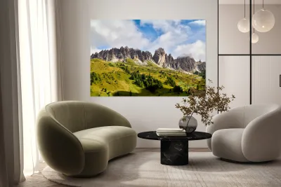 Hiking in puez odle natural park in val gardena italy Reproduction