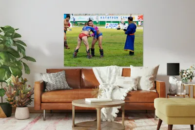 Wrestling matches at Naadam festival in Ulaanbaatar Mongolia Reproduction