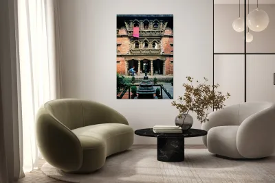 Kumari goddess house in Kathmandu shows architecture and daily l Reproduction