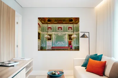 Visitors exploring Stroganov Palace in Saint Petersburg Reproduction