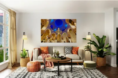 Visit Sheikh Zayed Grand Mosque in Abu Dhabi during evening Reproduction